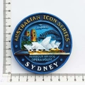 7cm Sydney Opera House and Harbour Bridge resin fridge magnet with size measurement - Round Sydney
