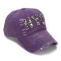 Distressed dark purple NYC baseball cap with leopard print patch and vintage wash - One Size(Adjustable) / Purple