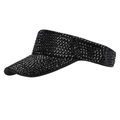 Visera negra para mujer con diamantes de imitación y correa ajustable para exterior - Negro