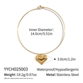 Detail view of golden heart choker with size dimensions and stainless steel material info - Heart Style (YYCH025003)