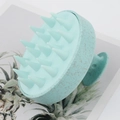 Mint blue silicone scalp massager brush with wheat straw star pattern handle and 19 teeth - Wheat Straw Green (19 Teeth)