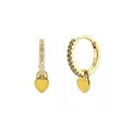 Detail showing S925 sterling silver stamp on gold heart earrings with zircon stones - 24K / Gold-Yellow Enamel Heart (JQH0021-GG-9)