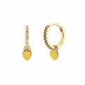 Detail showing S925 sterling silver stamp on gold heart earrings with zircon stones - Gold Yellow Heart Enamel Pendant (JQH0021-GG-9)