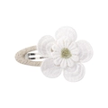 Fermaglio per capelli a margherita ricamato bianco con base intrecciata beige - Stile Fiore Bianco a Cinque Petali su Base Beige