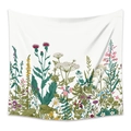 Detailed macro shot of floral illustration on white Bohemian wall hanging tapestry fabric - 73X95CM (Cross-border Brushed) / ZJ623-57/White Artistic Wildflowers
