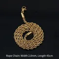 Collana a catena a corda dorata in acciaio inox 2,0mm di larghezza e 45cm di lunghezza - 2.0mm×45cm / Oro