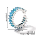 Silver-colored C-shaped ring with inset blue rectangular gems and size measurements - Silver-Dark Blue