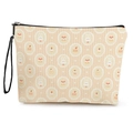 Cute bunny and strawberry print makeup bag with orange stripes and wristlet strap - Lace Circle Rabbit Cake (Style 3)