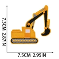 Yellow excavator embroidery patch for kids' clothing, 7.5cm x 7.3cm size guide view - Yellow Excavator (W9WJ-095-07)