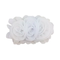 Detail of white chiffon rose flower hair clip with three handmade 3D floral petals - Bleached White
