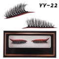 Dramatic black false eyelashes with red glitter eyeliner band and gold storage case - YY-22 (Black Lashes/Red Glitter Band)