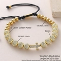 Bracciale a sfere placcato oro regolabile con ciondolo a croce e zirconi - Croce con Zirconia (NAL10-8) / 6+8mm / Oro