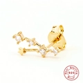 S925 sterling silver gold constellation stud earring with sparkling cubic zirconia accents - Taurus / Gold