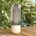 Botella beige portátil para perros con taza de agua de 280ml y depósito de comida de 100ml - Vaso de Agua y Comida / Beige