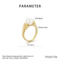 Detail view of 10mm wide gold stainless steel ring with a large white shell bead - Gold (KR111444-GC)