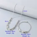 Silver stainless steel jewelry set with textured rectangular links necklace and bracelet - Style 8 Bracelet (Steel Color)