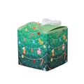Small green square Christmas gift box with festive patterns and white rope handle - Green Christmas Tree