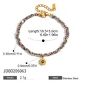 Goldenes Edelstahl-Armband mit bösem Blick, blau-weißem Seil und verstellbarer Verlängerung - Blau Weiß Geflochtenes Seil Böser Blick Stil (JDB0205063)