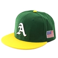 Groene en gele snapback pet met 3D-borduurwerk letter A en Amerikaanse vlag patch - Verstelbaar / Groen
