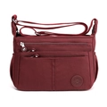 Bolso bandolera de nailon burdeos con múltiples compartimentos y cremallera - Granate