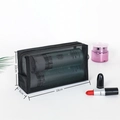 Detail view of black mesh makeup bag with 18x6x10cm dimensions and zipper closure - 03# Mesh 18# Square Makeup Bag