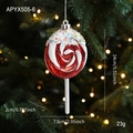 Christmas lollipop hanging ornament with red and white spiral stripes for tree decoration - Lollipop Style