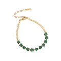 Adjustable gold beaded bracelet featuring green malachite-textured star charms - Malachite