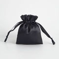 Elegant black satin drawstring jewelry pouch with smooth texture and glossy finish - 7*9cm / Black