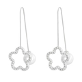 Silver clover stud earrings with sparkling crystals and white teardrop pearls - Clover Flower Style (KE83382-K)