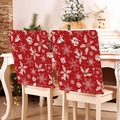 Set of two red Christmas chair covers featuring white snowflake and bell patterns - Red White Christmas Elements(YTM2-38)