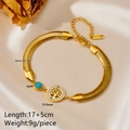 18K gold plated tree of life bracelet with turquoise bead on champagne satin - Tree of Life Pendant (Turquoise Tree of Life N405)