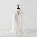 Elegant white crinkled cotton linen scarf for women draped on a mannequin - 13# White