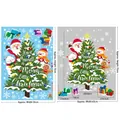 Detailed dimension guide for Christmas Santa and snowman window static cling stickers - AMJ062 Christmas Tree