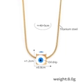 Titanium steel snake chain necklace with gold finish and evil eye cube pendant - Gold