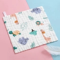 Soft 100% cotton gauze baby washcloth with cute cartoon animal prints on pink background - Forest Elephant