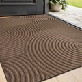 Brown rectangular non-slip door mat with textured concentric circle patterns - 45*75cm / Ripples-Brown