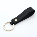Minimalist black PU leather keychain with premium gold hardware and elegant metal ring - Black & Gold (Single)