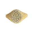 Anello in argento S925 placcato oro 18K con superficie a rombo incastonata di diamanti lucidi - US 5 / Oro