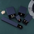 Navy blue matte drawer jewelry box set with sparkly finish and black velvet lining - Dark Blue