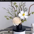 Home fragrance set with black bottle, cream sola flowers and dried floral arrangements - Azure Fragrance