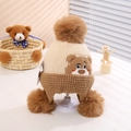 Winter knit baby earflap hat in beige and brown patchwork with cute bear motif - One Size(1-5 Years) / Coffee Bear