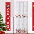 Christmas door curtain set with red banners and embroidered reindeer lace for home decor - 100*200cm / Christmas Reindeer