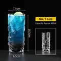 Polynesian Tiki style glass cup with 420ml capacity and ethnic totem relief design - Style 7 Juice Glass