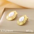 Golden teardrop pearl stud earrings with size 25x19mm and weight 7g detail view - Style D Gold Teardrop (KE115675-KFC)