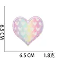 Detailed view of rainbow heart embroidery patch with purple edges, 6.5cm size - No.13-Multicolor Heart