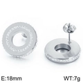 Silberne 18mm Titanstahl Rundohrringe mit zweireihigen Diamanten, Gewicht 7g - Stahlfarbe Doppelring Hohl Strass (KLJ577-Z)