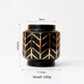 Small black ceramic vase with gold geometric pattern, 12.5cm height for modern decor - Small (12.5cm) / Black Gold