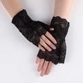 Gants en dentelle noire sans doigts pour femmes, parfaits pour la mode ou cérémonies - Rose Noire