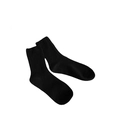 Classic black mid-calf ribbed knit cotton socks for women on a clean white background - Black