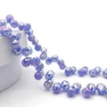 Blue-purple faceted crystal drop beads with aurora coating for DIY jewelry making - 8mm (Approx 87 beads/string) / Light Blue Jade AB
